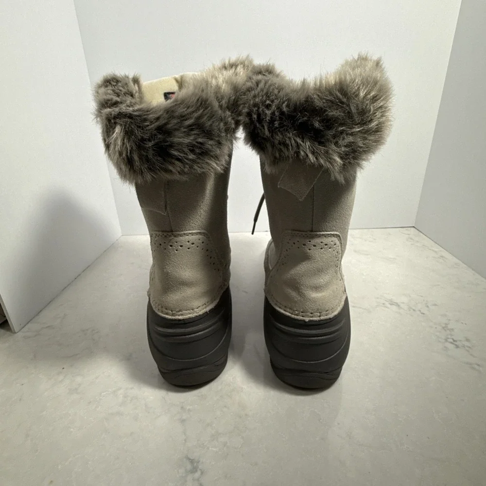 Northeast Outfitters Pac Boot Women Winter Ivory Suede Leather Sz 11 Thinsulate